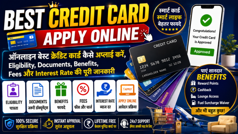 Best Credit Card Apply Online: ऑनलाइन बेस्ट क्रेडिट कार्ड कैसे अप्लाई करें, Eligibility, Documents, Benefits, Fees और Interest Rate की पूरी जानकारी Best Credit Card Apply Online Eligibility, Benefits & Fees in India
